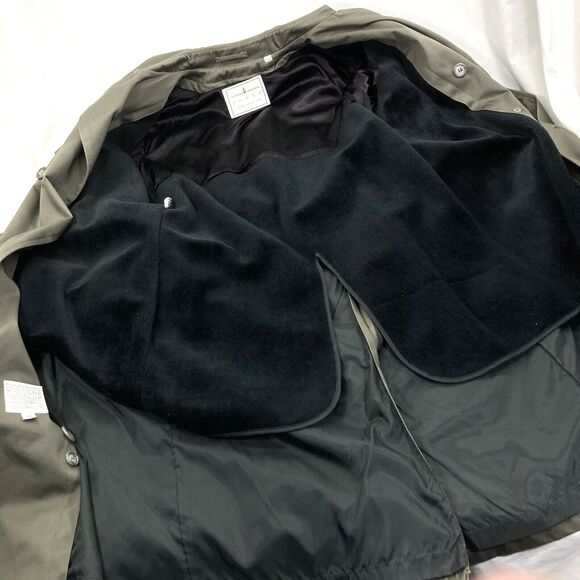 Men's Olive Green Trench Coat - Classic Double-Breasted Trench - Picture 13 of 14